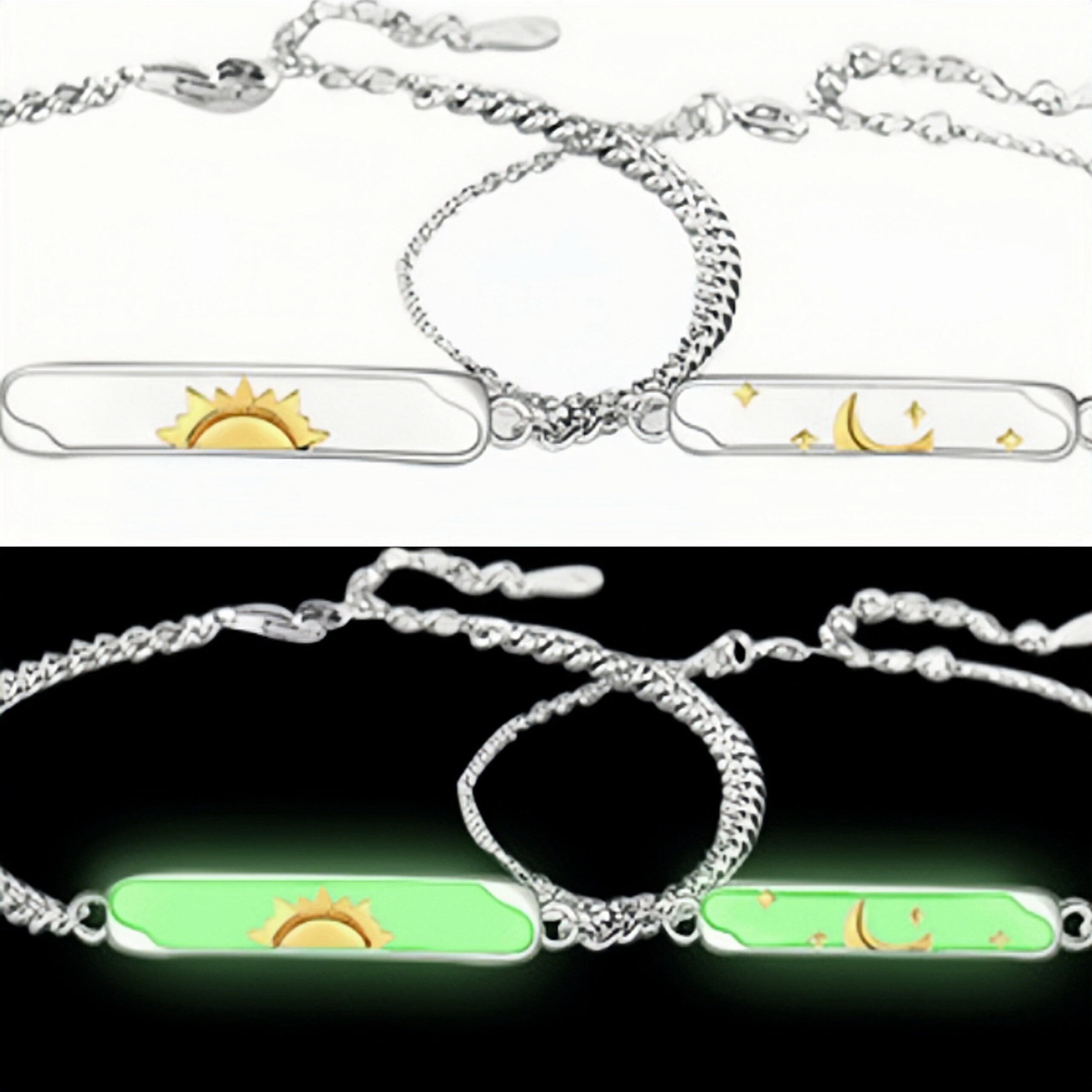 Bracelet Couple Lune et Soleil – Accord Astral, Argent 925