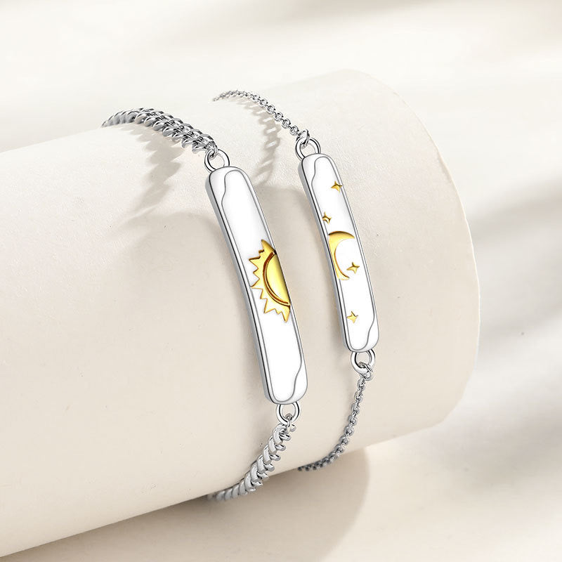 Bracelet Couple Lune et Soleil – Accord Astral, Argent 925