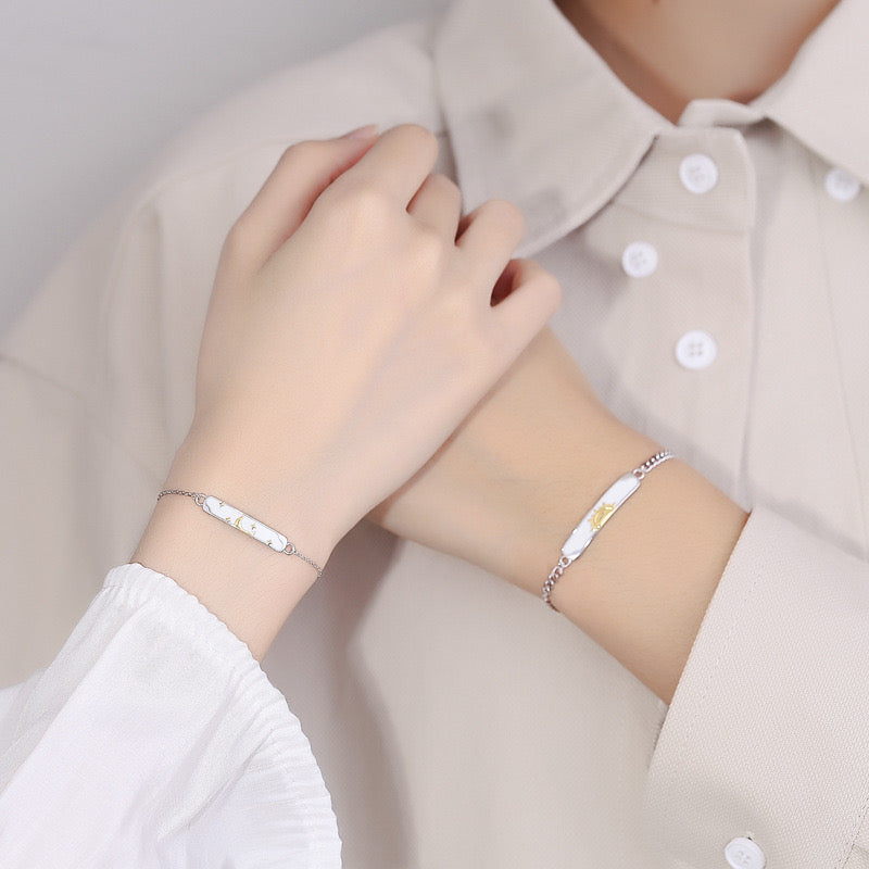 Bracelet Couple Lune et Soleil – Accord Astral, Argent 925