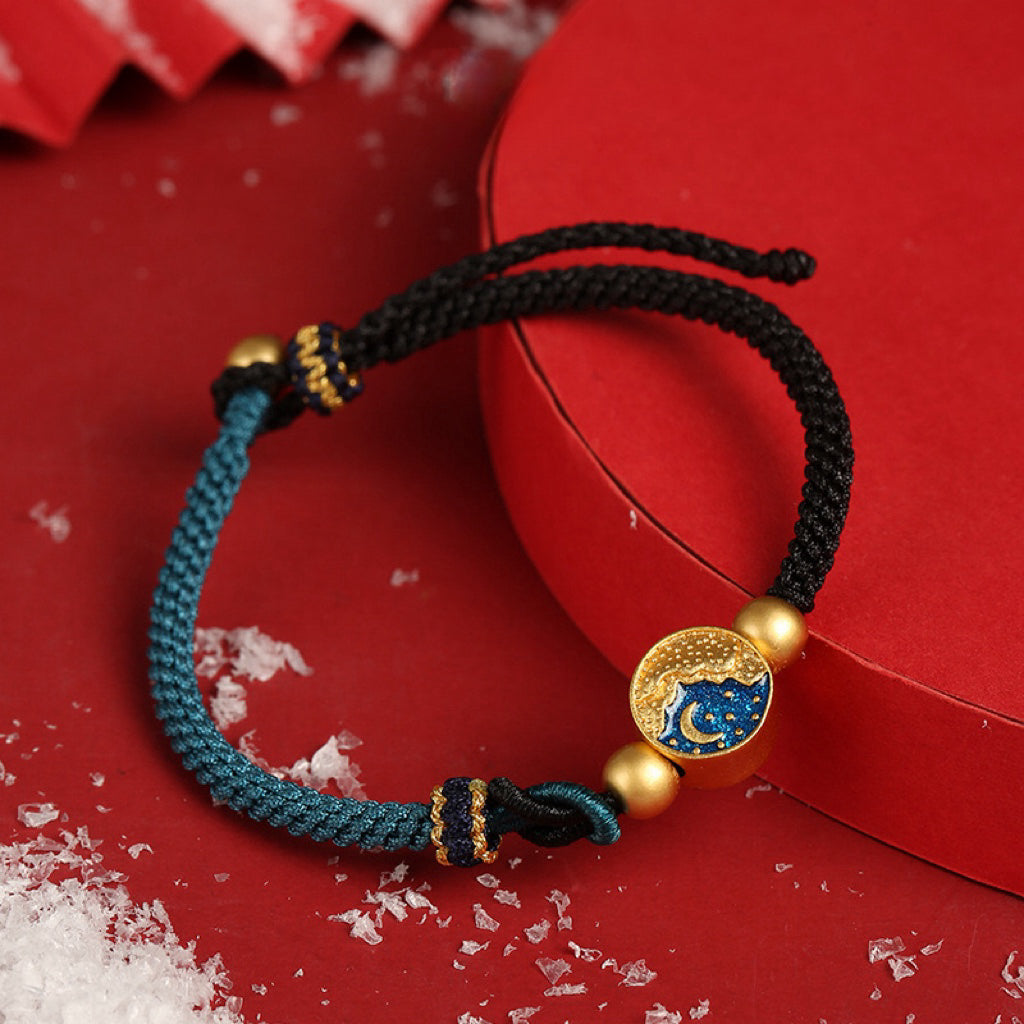 Bracelet Couple Lune et Soleil – Affinité Astrale, Fil Tibétain