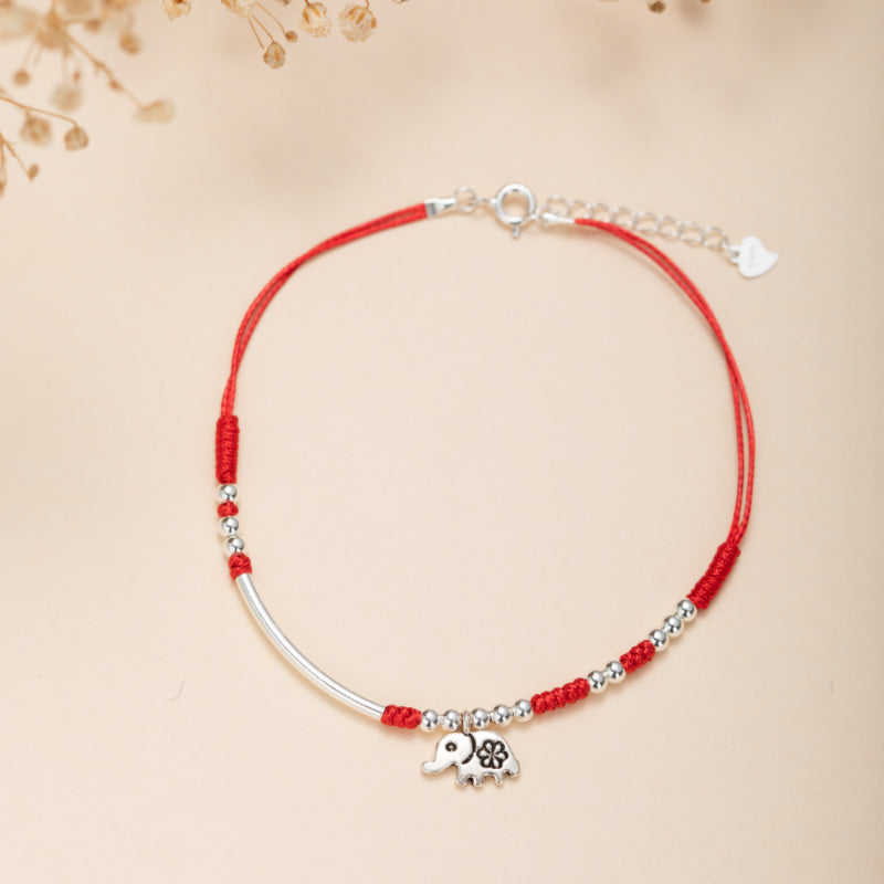 Bracelet de Cheville – Charme Rouge, Argent