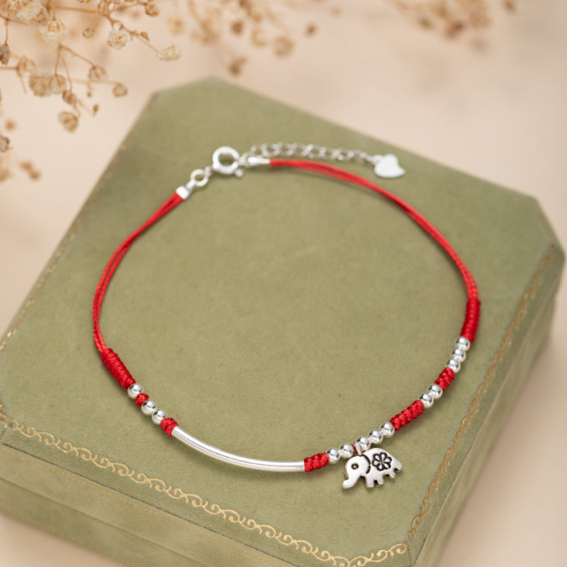 Bracelet de Cheville – Charme Rouge, Argent