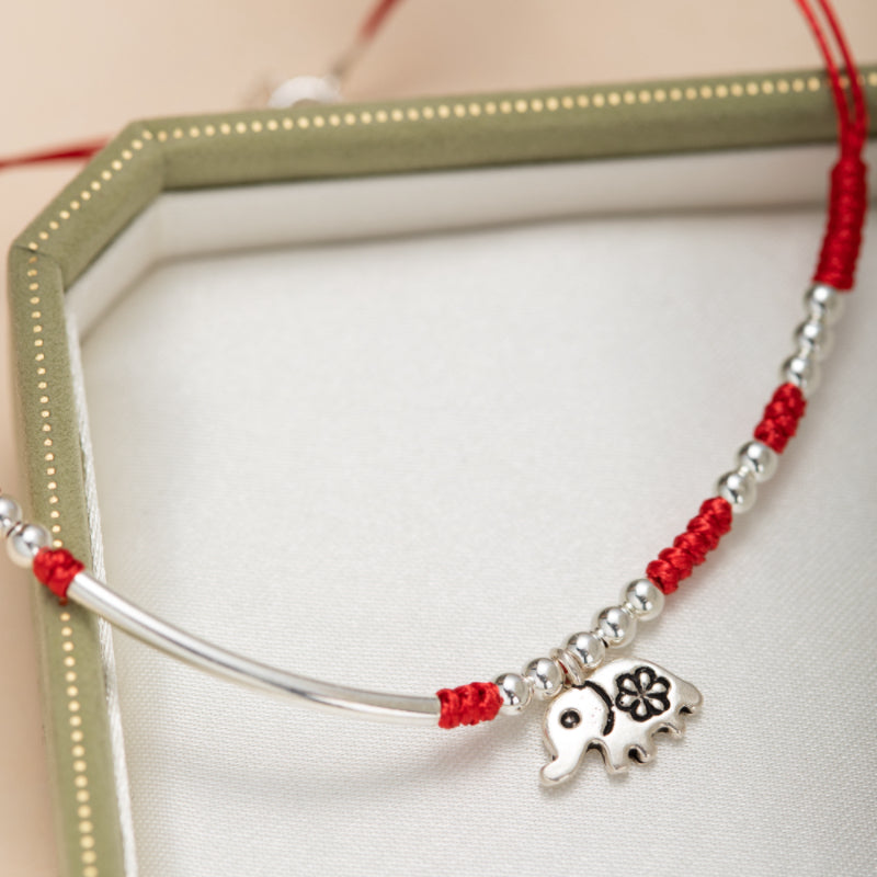 Bracelet de Cheville – Charme Rouge, Argent