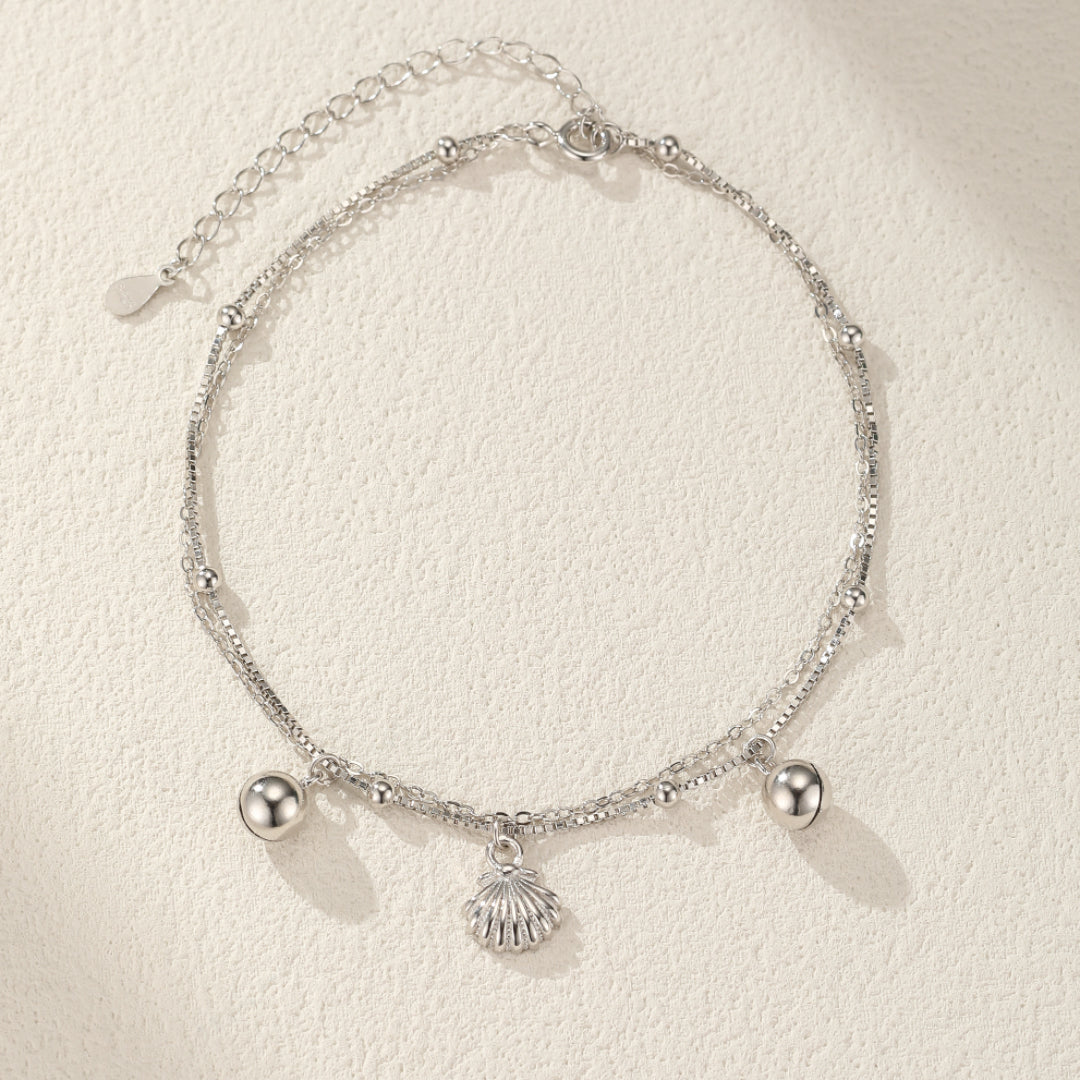 Bracelet de Cheville Coquillage – Évasion Marine, Argent 925