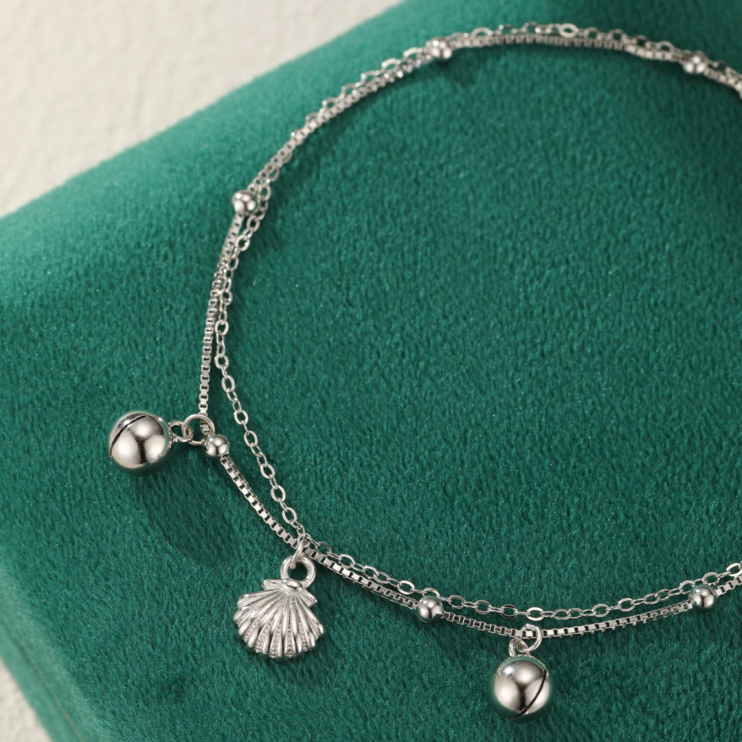 Bracelet de Cheville Coquillage – Évasion Marine, Argent 925