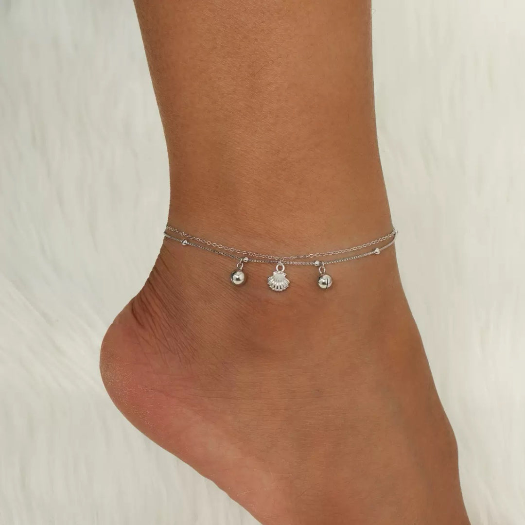 Bracelet de Cheville Coquillage – Évasion Marine, Argent 925