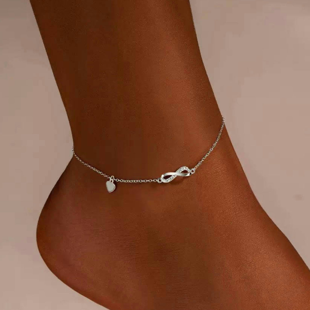 Bracelet de Cheville Infini – Brillance Éternelle, Argent 925