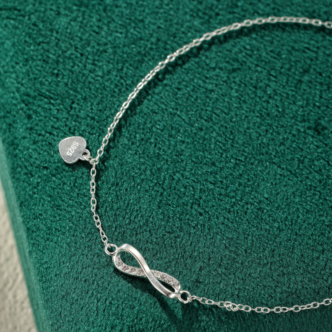 Bracelet de Cheville Infini – Brillance Éternelle, Argent 925