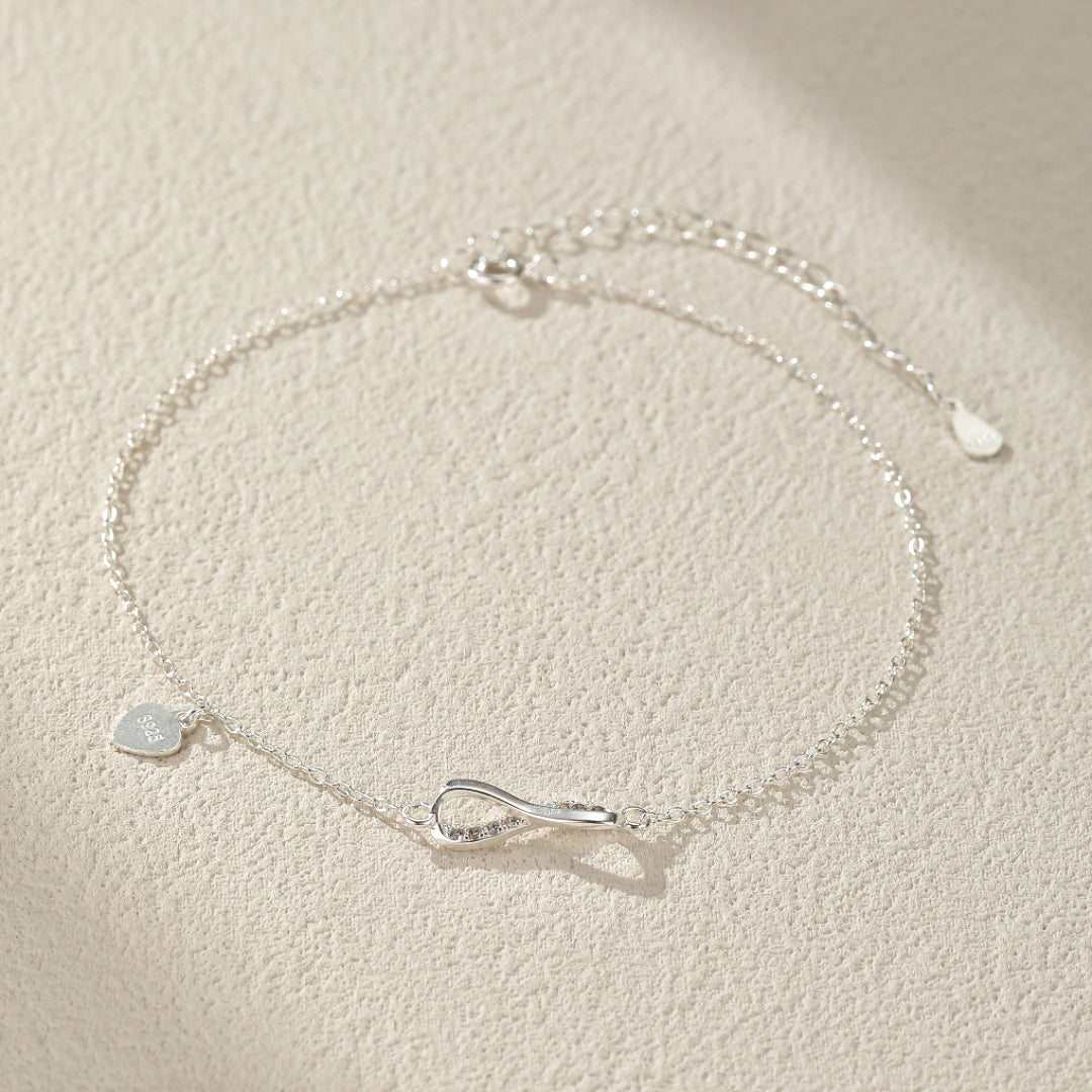 Bracelet de Cheville Infini – Brillance Éternelle, Argent 925
