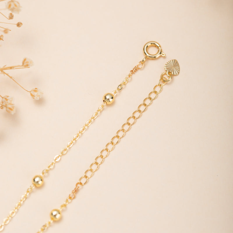 Bracelet de Cheville Jade – Paix et Harmonie, Argent Plaqué Or