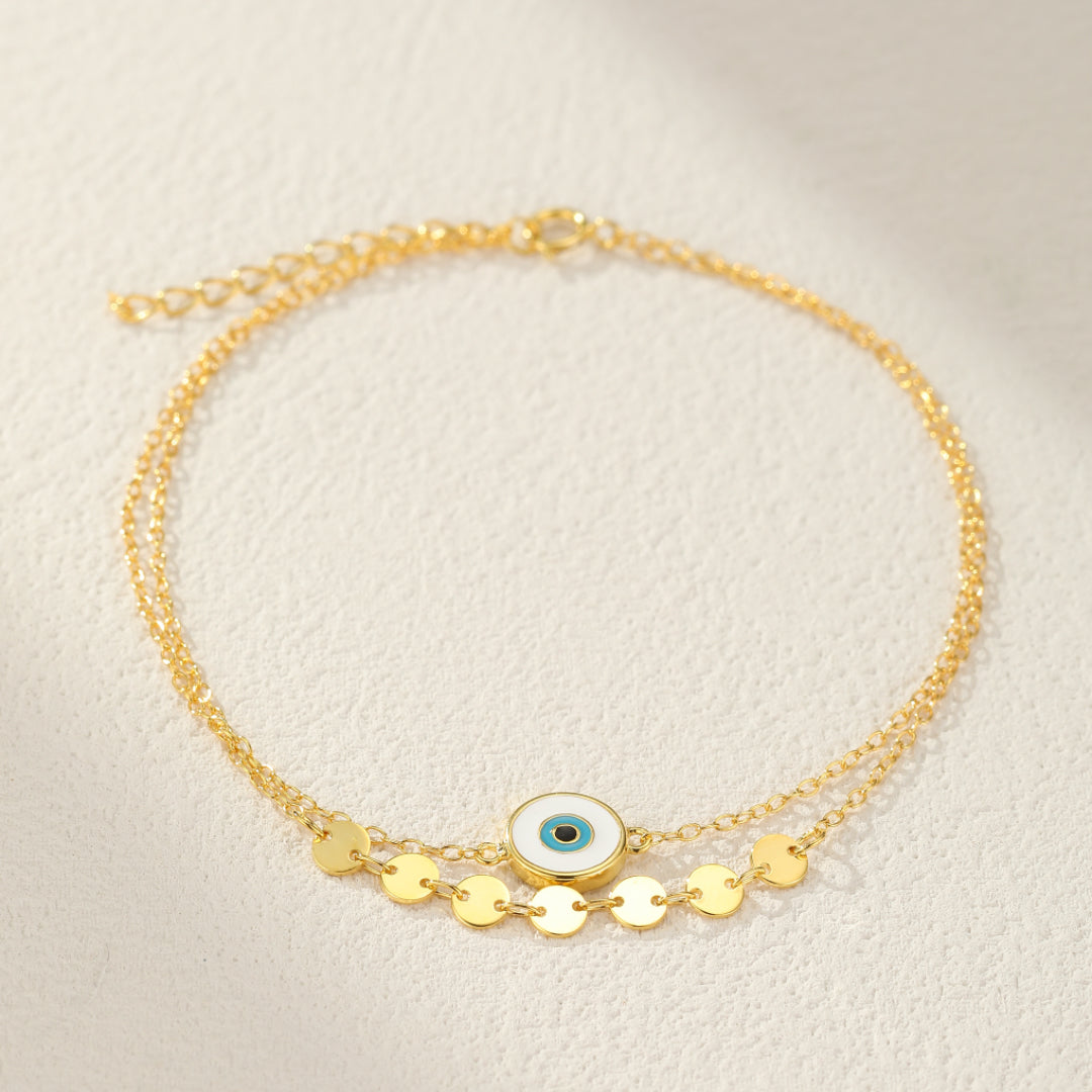 Evil Eye Anklet – Secret Gaze, 925 Sterling Silver