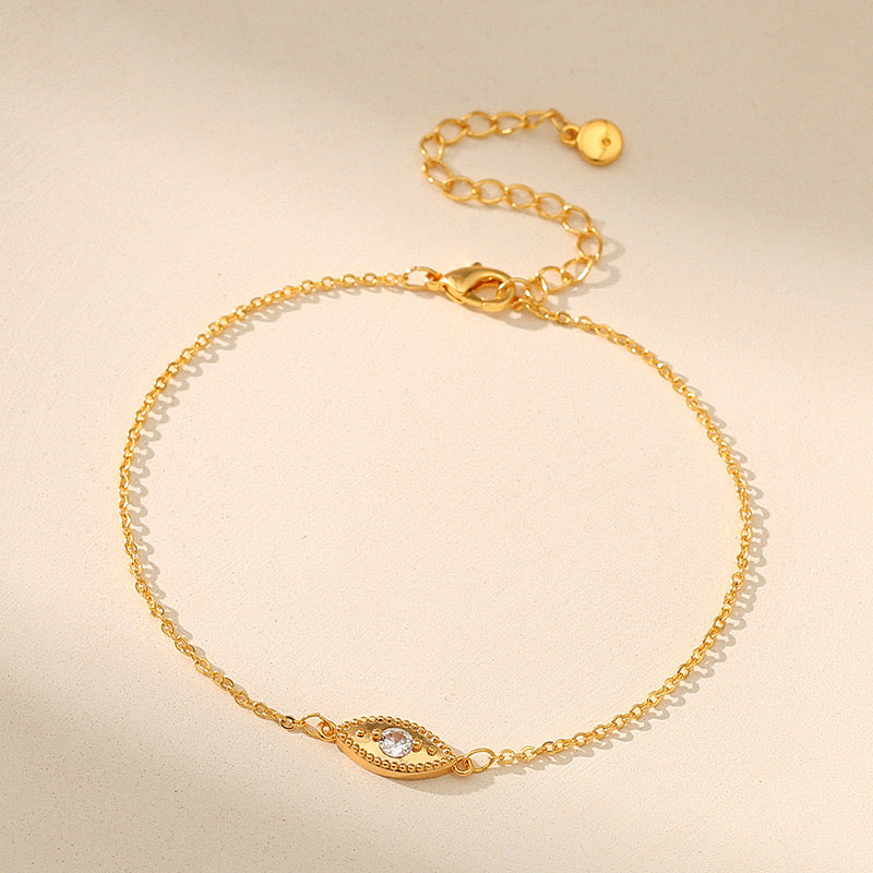 Bracelet de Cheville Mauvais Œil – Aura d'Égypte, Plaqué Or