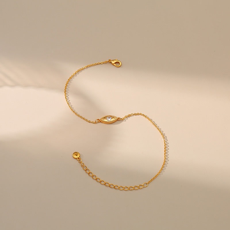Bracelet de Cheville Mauvais Œil – Aura d'Égypte, Plaqué Or