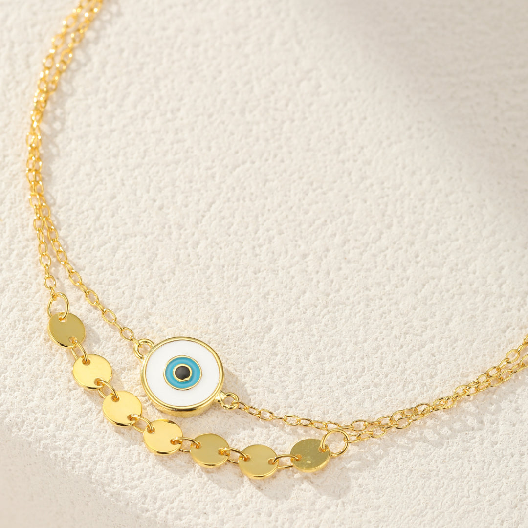 Bracelet de Cheville Mauvais Œil – Regard Secret, Argent 925