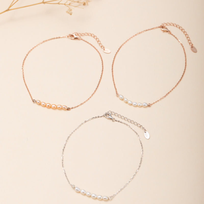 Bracelet de Cheville Perle – Charme Délicat, Argent