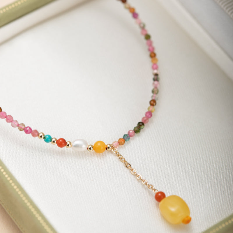 Bracelet de Cheville Tourmaline – Joie Vibrante, Plaqué Or