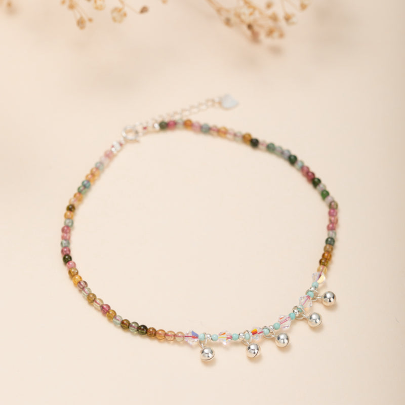Bracelet de Cheville Tourmaline – Son de l'Âme, Argent