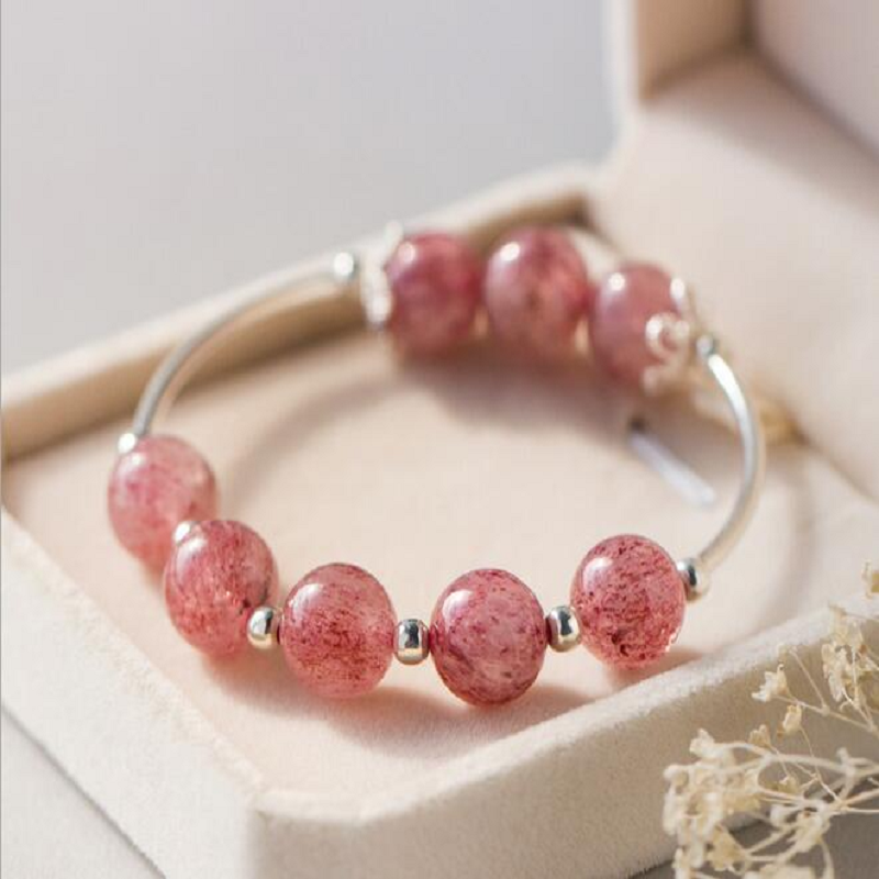 Bracelet Enfant Quartz Fraise – Douce Harmonie, Argent 925