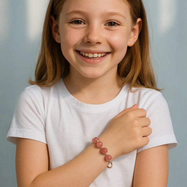 Bracelet Enfant Quartz Fraise – Douce Harmonie, Argent 925
