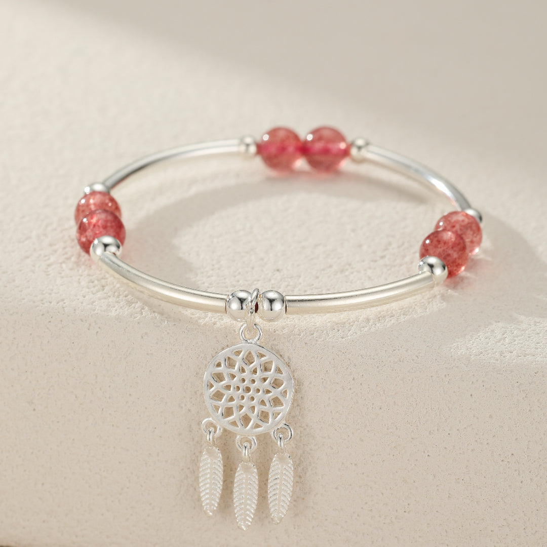 Children's Bracelet Strawberry Quartz â Starry Dream, 925 Silver