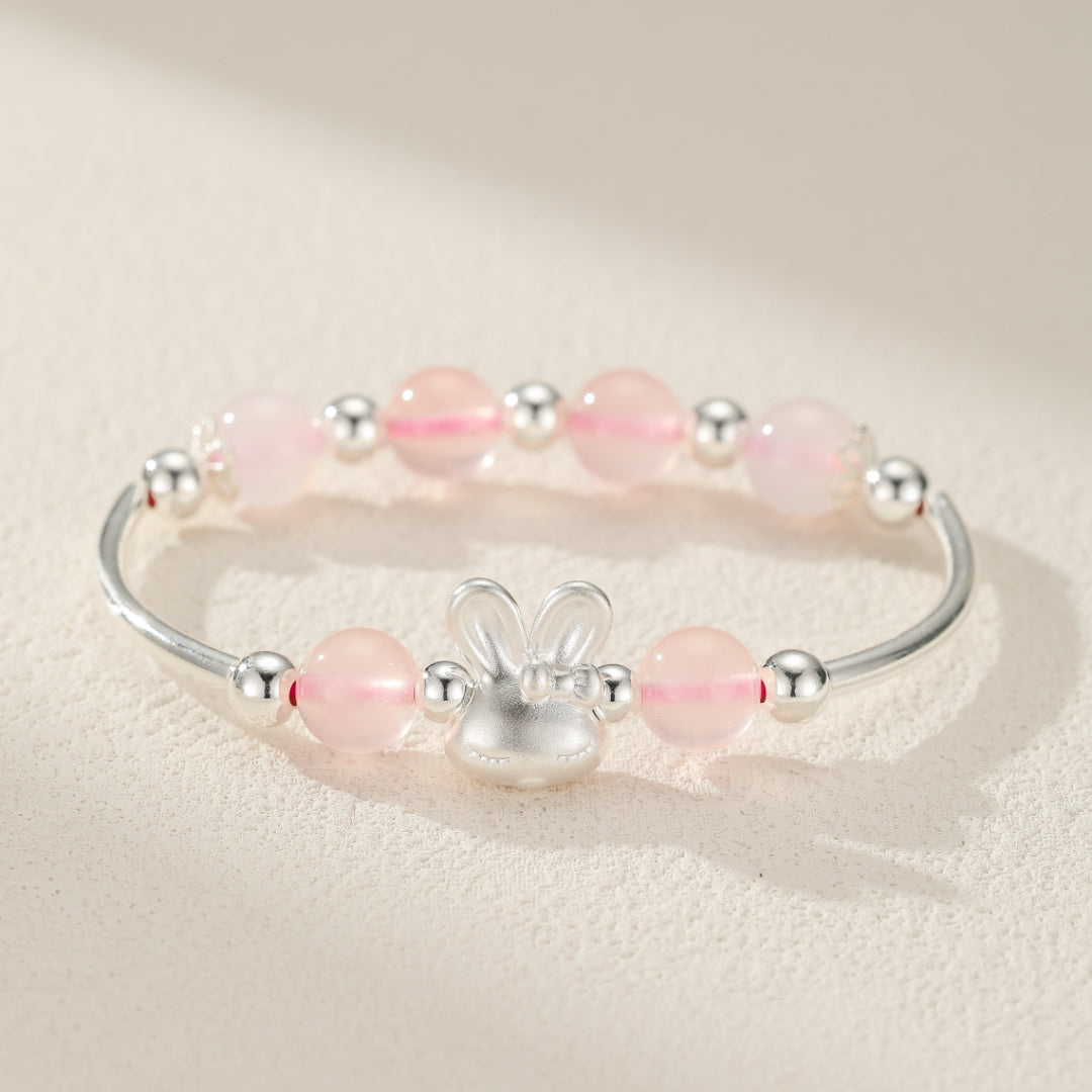 Children's Bracelet Rose Quartz – Sweet Bunny, Silver
