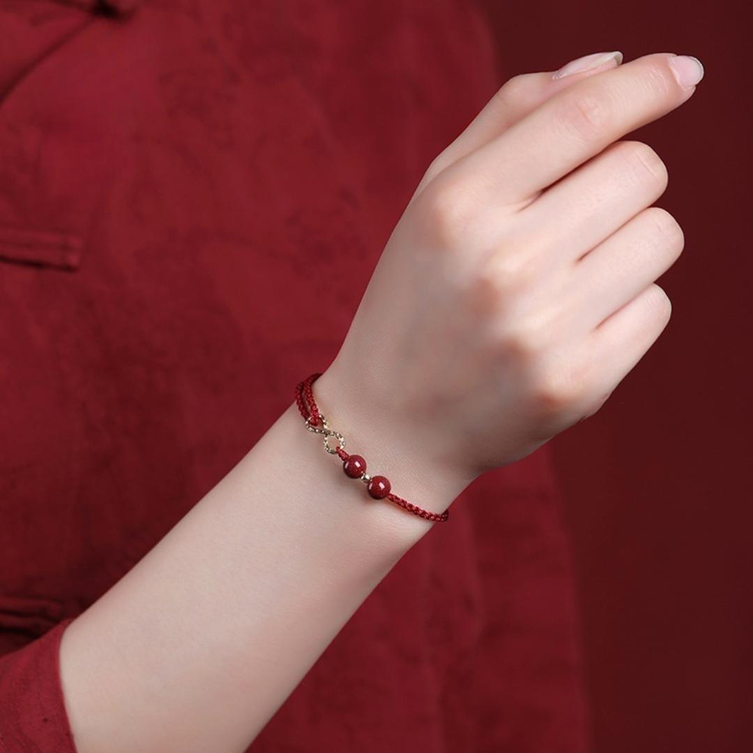 Bracelet Fil Rouge – Bonheur Infini, Plaqué Or