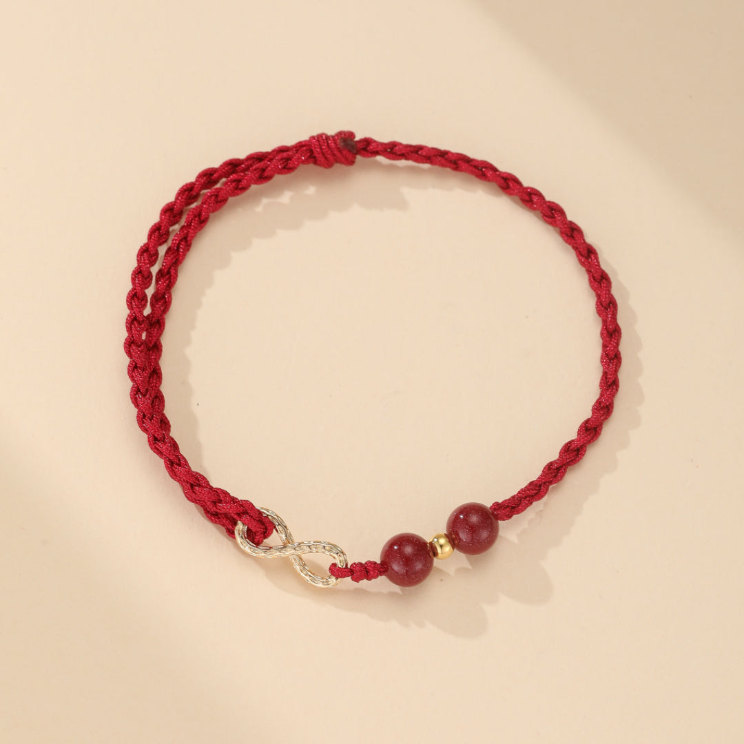 Bracelet Fil Rouge – Bonheur Infini, Plaqué Or