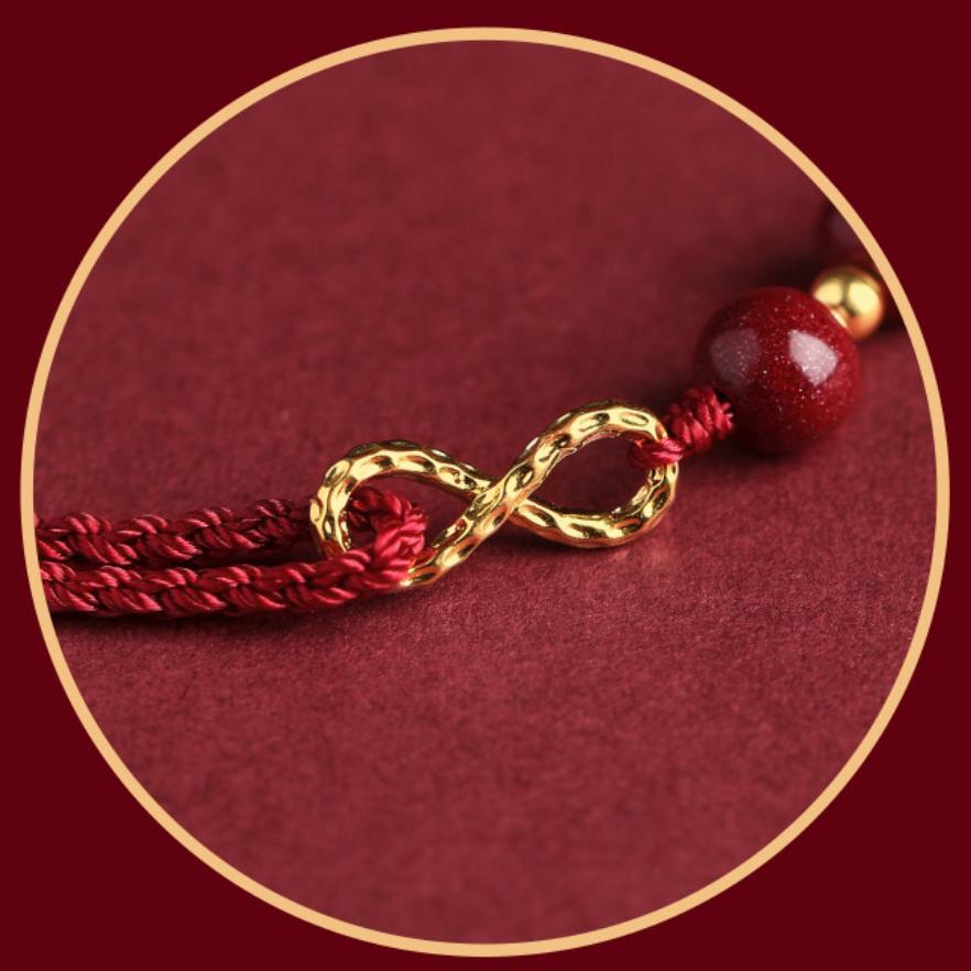 Bracelet Fil Rouge – Bonheur Infini, Plaqué Or