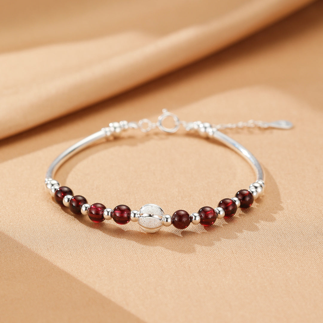 Bracelet Grenat – Épure Protectrice, Argent