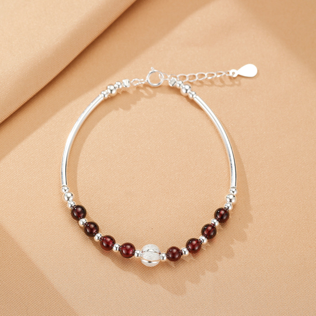 Bracelet Grenat – Épure Protectrice, Argent