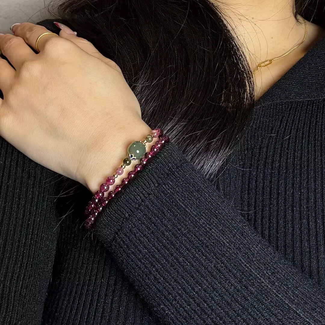 Garnet and Jade Bracelet – Passion and Energy