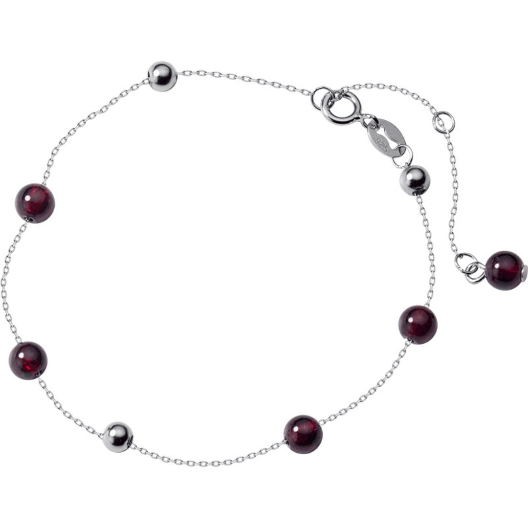 Bracelet Grenat – Perles Célestes, Argent