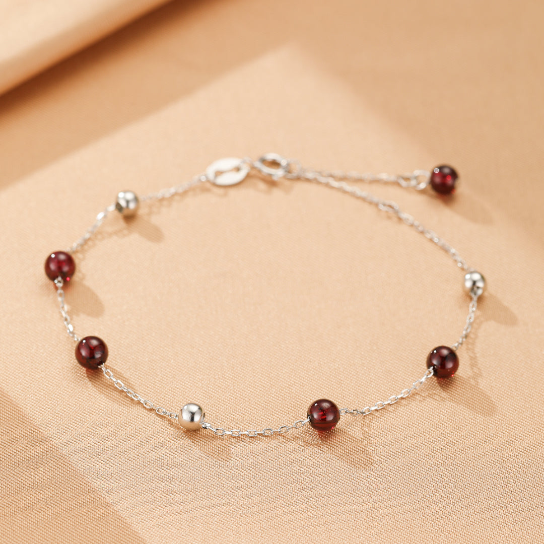 Bracelet Grenat – Perles Célestes, Argent