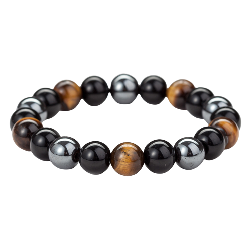 Bracelet "Tiqa" in Hematite, Obsidian, and Tiger's Eye