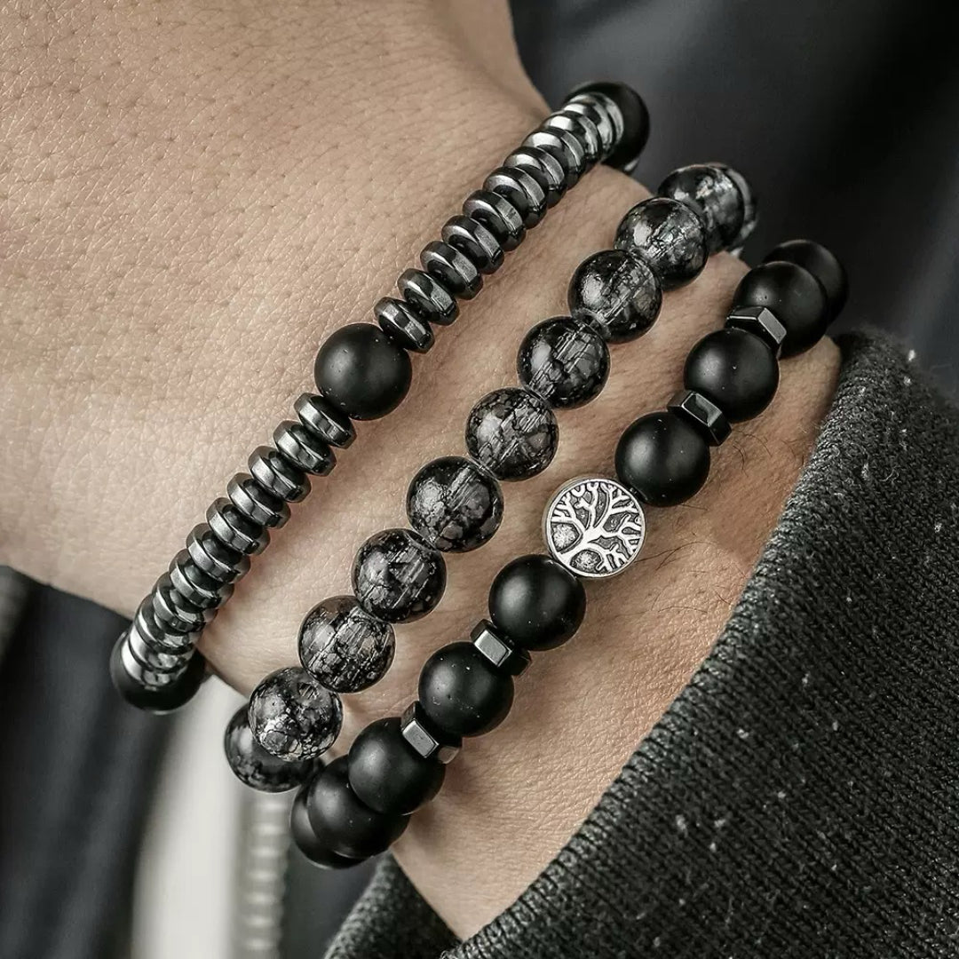Men's Hematite and Obsidian Bracelet – Root Protection
