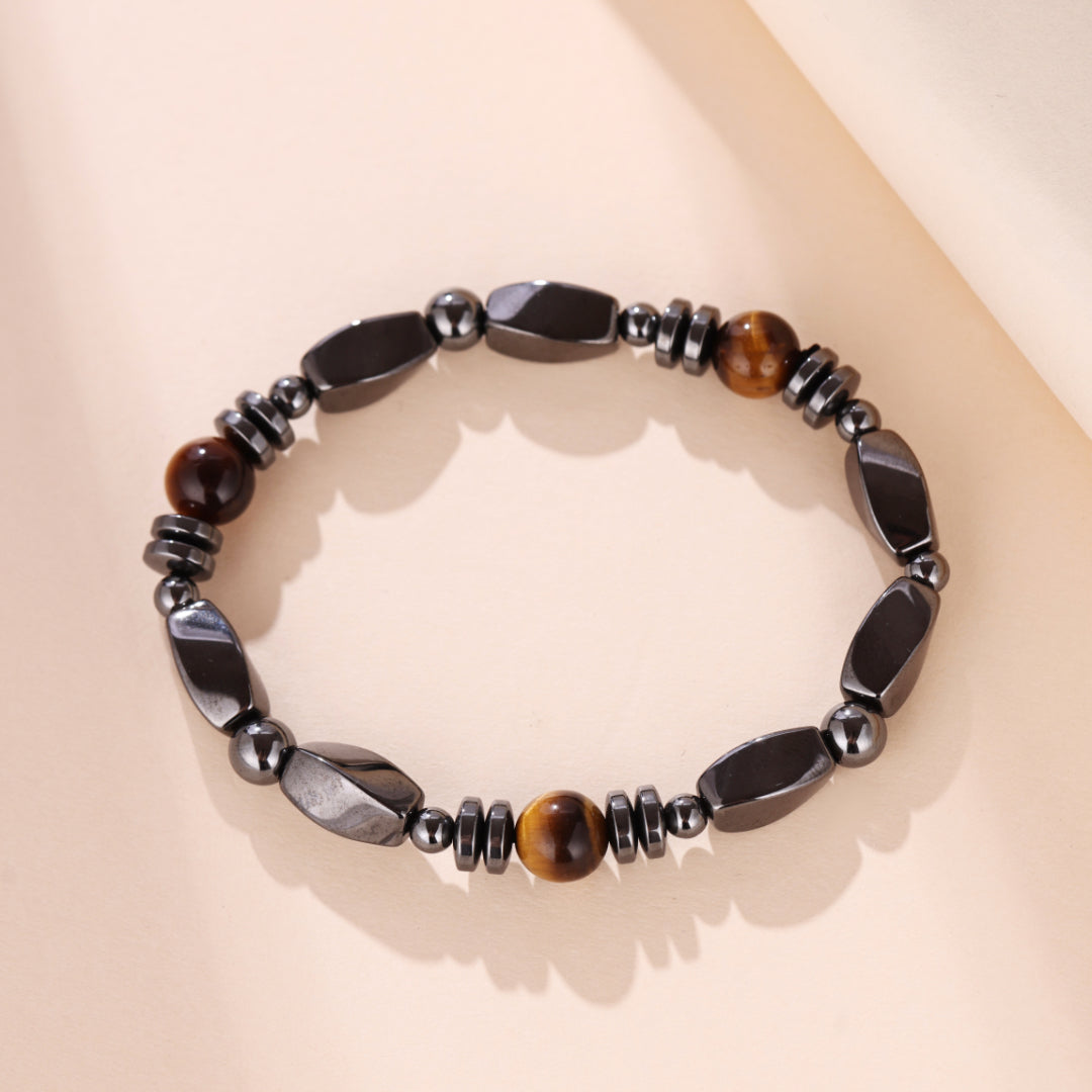 Bracelet Homme Hématite et Œil de Tigre – Force Sauvage