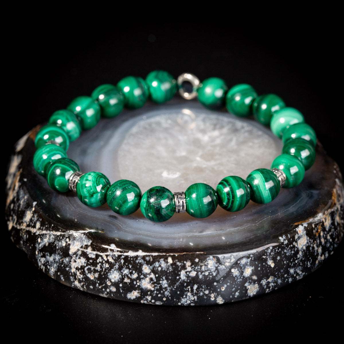Men's Bracelet Malachite – Discretion, 925 Sterling Silver