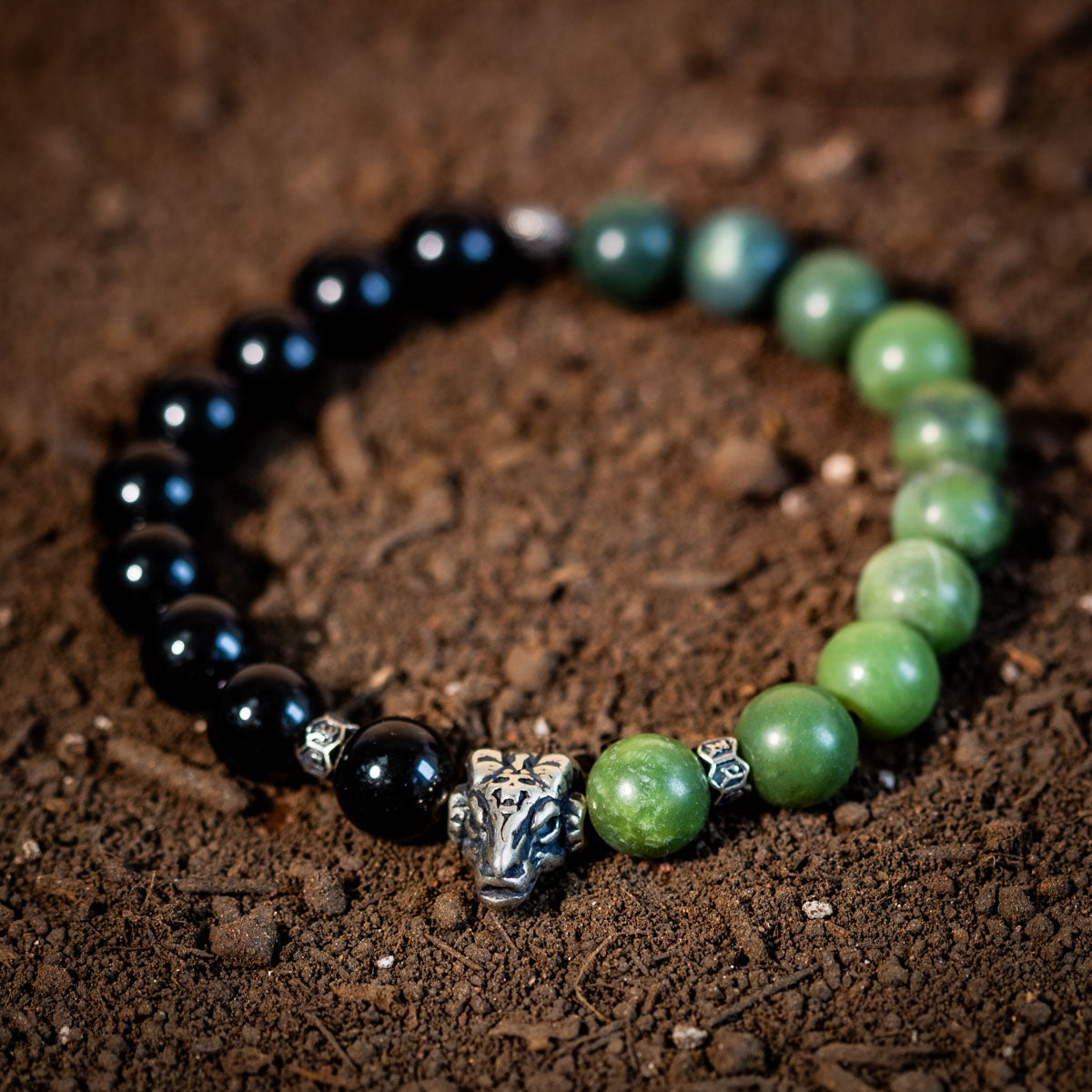 Bracelet Homme Jade et Obsidienne – Jardin Secret, Argent