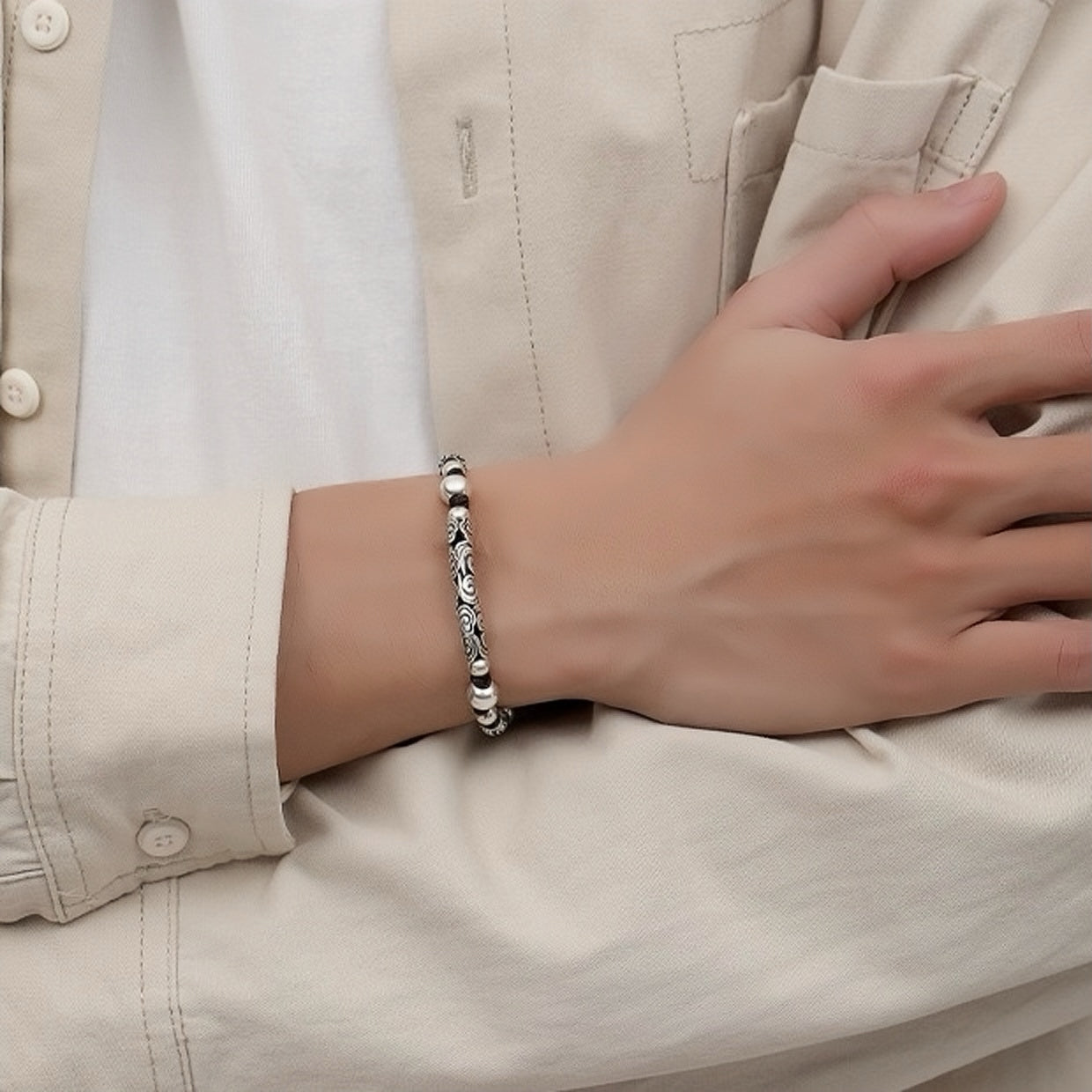 Bracelet Homme – Nuage de Bonheur, Argent