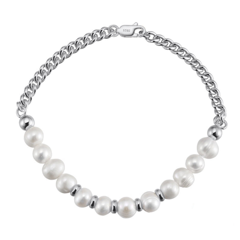 Bracelet Homme Perle – Luxe Subtil, Argent Plaqué Or