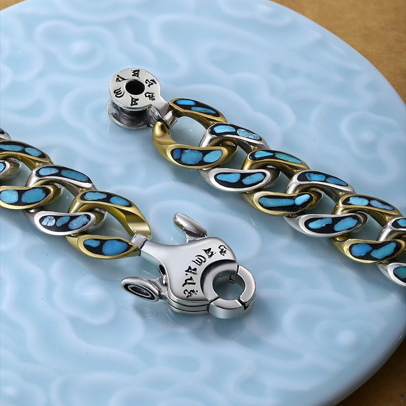 Bracelet Homme Rotatif Six Mantras – Divinité Céleste, Argent