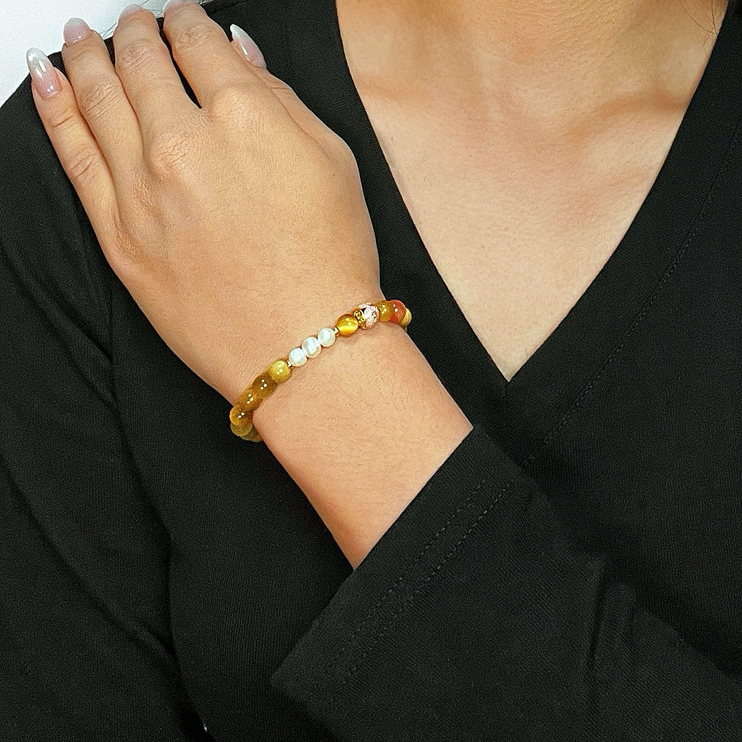 Tiger's Eye and Bead Bracelet – Imperial Radiance