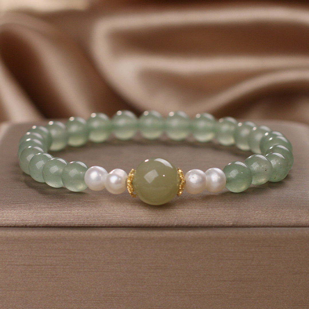 Bracelet En Jadéite Véritable - Perles Vertes Naturelles, Fait Main, Sans Emballage