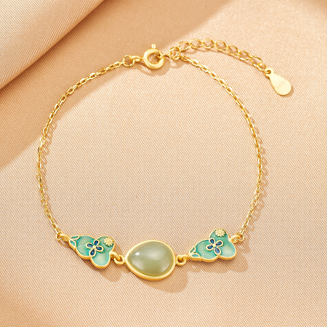 Bijoux-Bracelet Jade – Goutte de Chance, Argent Plaqué Or