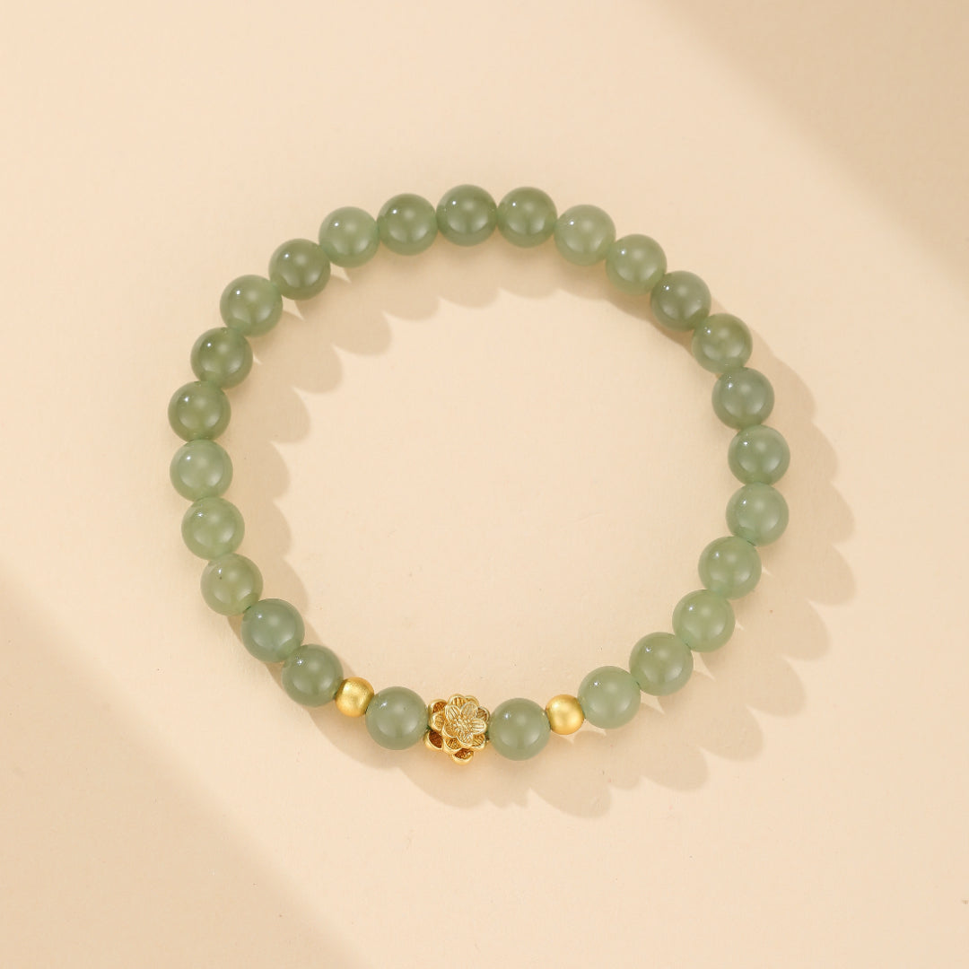 Bracelet Jade Lotus – Réussite, Plaqué Or - 1