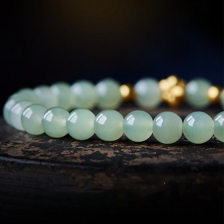 Bracelet Jade Lotus – Réussite, Plaqué Or