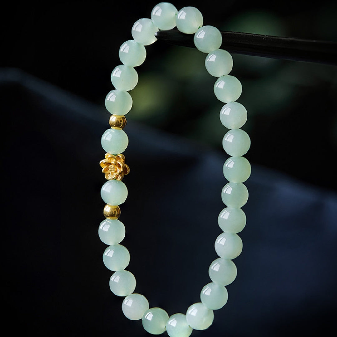 Bracelet Jade Lotus – Réussite, Plaqué Or
