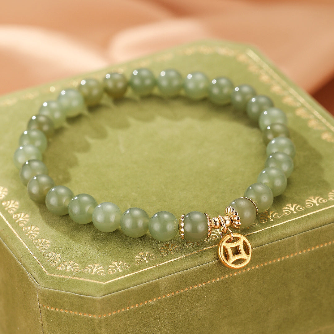 Bracelet Jade – Paix Intérieure, Argent Plaqué Or 14K
