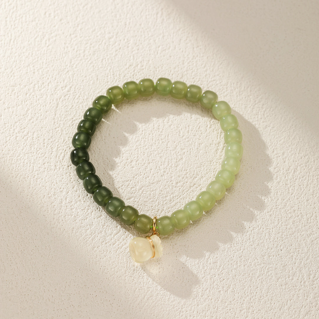 Bracelet en jade premium et citrine pour femme, perles de 7mm, symbole de prospérité et d'énergie positive, idéal pour attirer le succès.