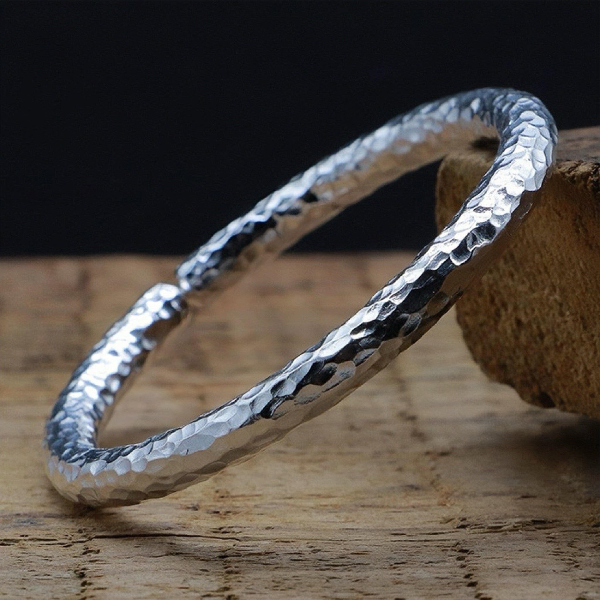 Bracelet Jonc – Éclat Fluvial, Argent 999